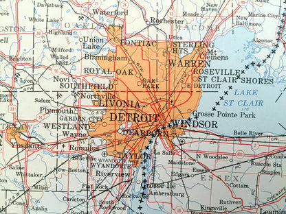 Antique Lake Erie 1974 US Geological Survey Topographic Map – Detroit, Ann Harbor, Cleveland, Pittsburgh, Buffalo, Niagara Falls, Toronto
