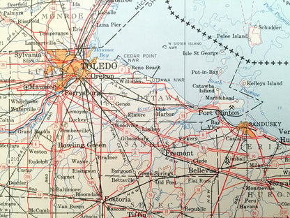 Antique Lake Erie 1974 US Geological Survey Topographic Map – Detroit, Ann Harbor, Cleveland, Pittsburgh, Buffalo, Niagara Falls, Toronto