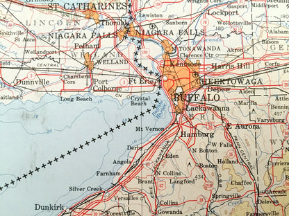 Antique Lake Erie 1974 US Geological Survey Topographic Map – Detroit, Ann Harbor, Cleveland, Pittsburgh, Buffalo, Niagara Falls, Toronto