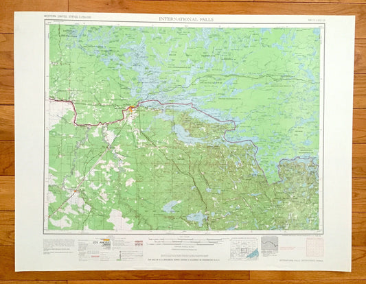 Antique International Falls, Minnesota 1958 US Geological Survey Topographic Map – Ranier, Ericsburg, Cusson, Glendale, Manitou, Littlefork