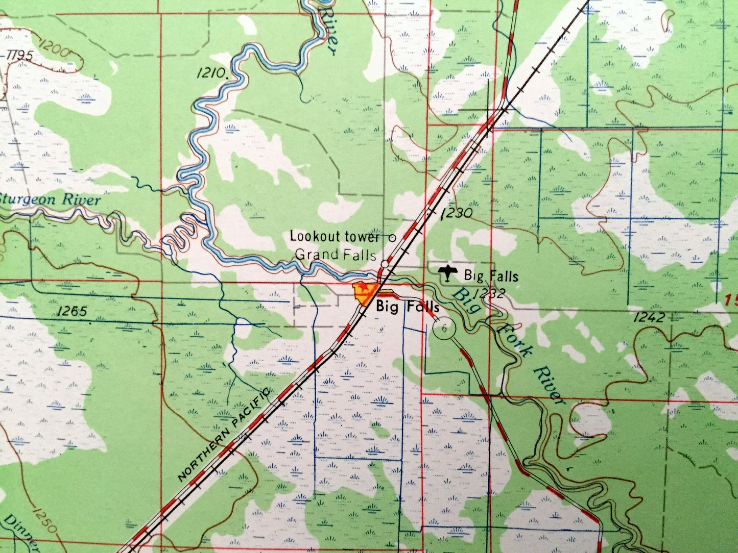 Antique International Falls, Minnesota 1958 US Geological Survey Topographic Map – Ranier, Ericsburg, Cusson, Glendale, Manitou, Littlefork