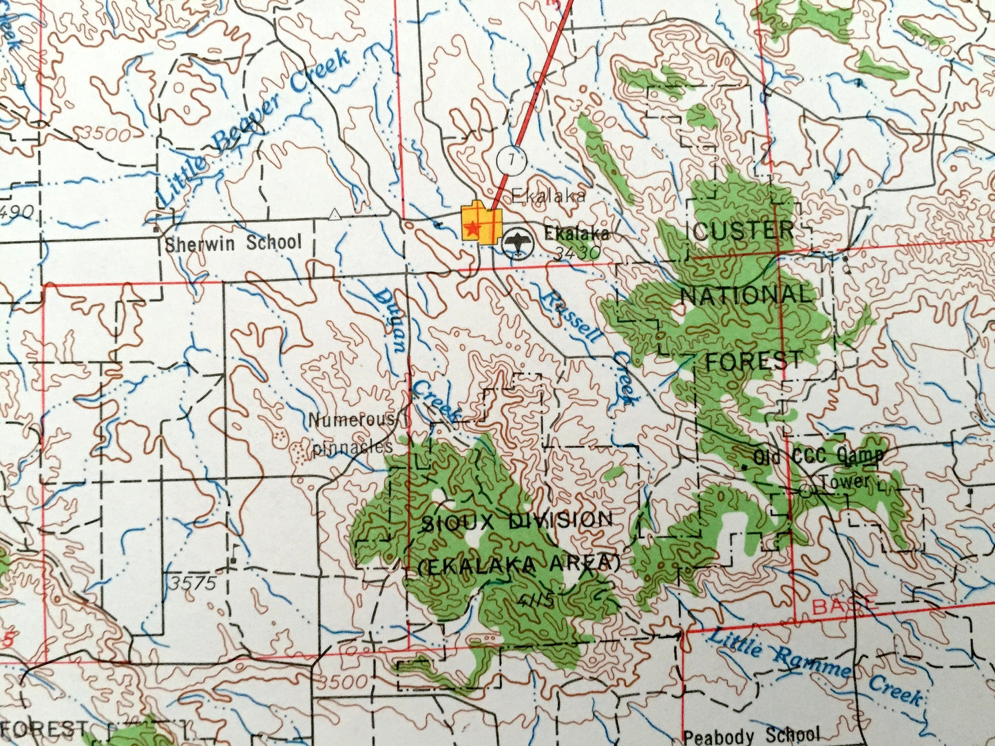 Antique Ekalaka, Montana 1965 US Geological Survey Topographic Map – Broadus, Volborg, Epsie, Boyes Hammond Alzada Custer National Forest MT