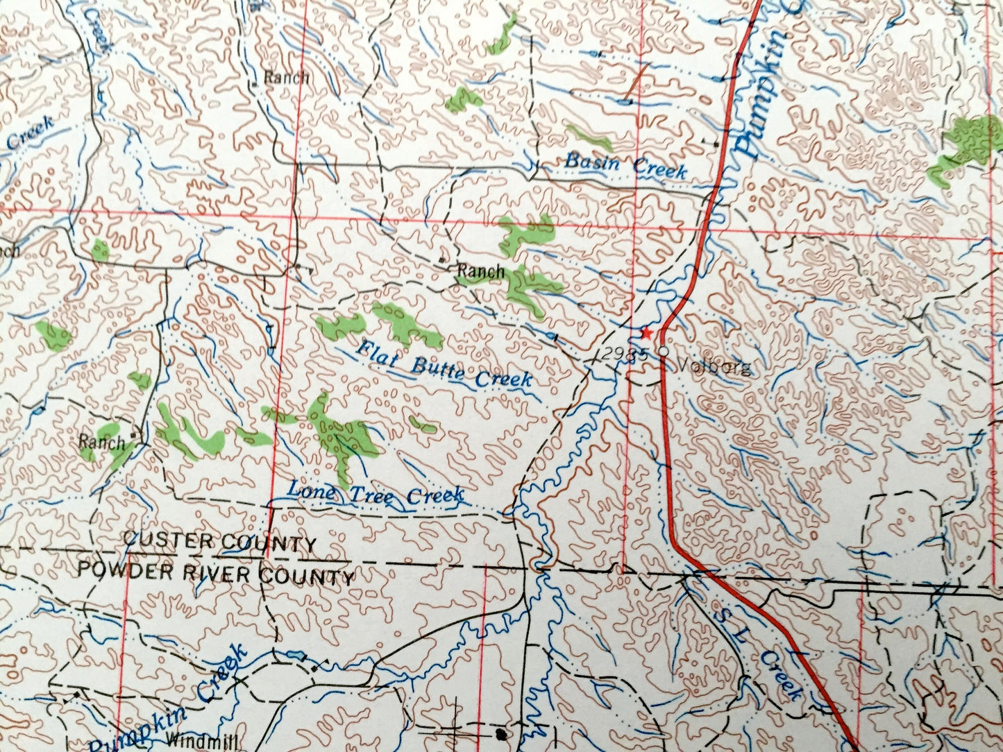 Antique Ekalaka, Montana 1965 US Geological Survey Topographic Map – Broadus, Volborg, Epsie, Boyes Hammond Alzada Custer National Forest MT