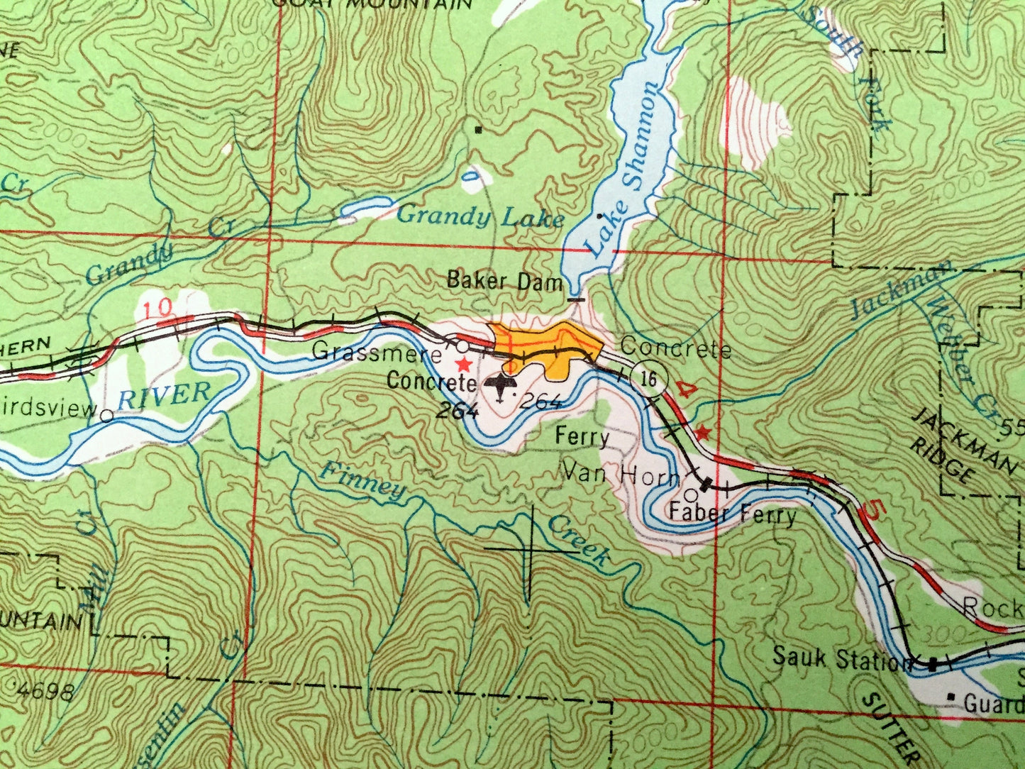 Antique Concrete, Washington 1962 US Geological Survey Topographic Map – Van Horn, Rockport, Granite Falls, Darrington, Newhalem, Canada