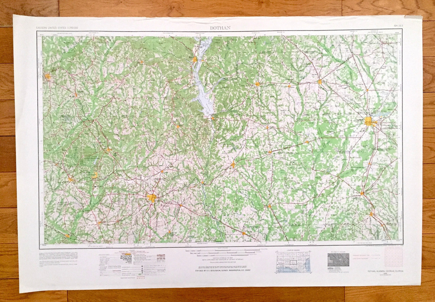 Antique Dothan, Alabama 1953 US Geological Survey Topographic Map – Fort Rucker, Enterprise, Ozark, Headland, Ashford, Georgia, Florida