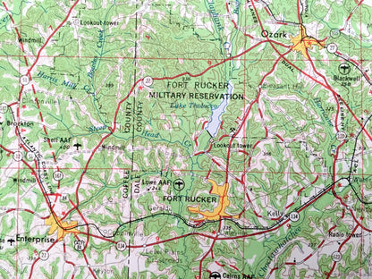 Antique Dothan, Alabama 1953 US Geological Survey Topographic Map – Fort Rucker, Enterprise, Ozark, Headland, Ashford, Georgia, Florida
