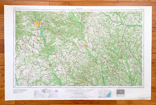 Antique Macon, Georgia 1964 US Geological Survey Topographic Map – Gordon, Warner Robins, Perry, Fort Valley, Jeffersonville, Marshaville