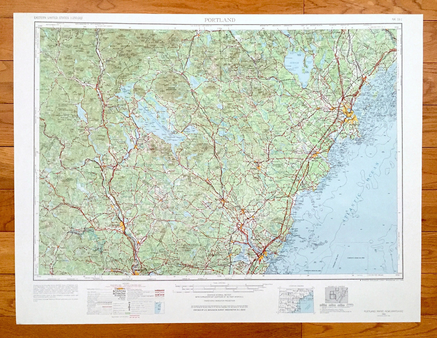 Antique Portland, Maine 1956 US Geological Survey Topographic Map – Westbrook, Sanford, Kittery, Biddeford, Saco, Yarmouth Sebago Lake ME NH