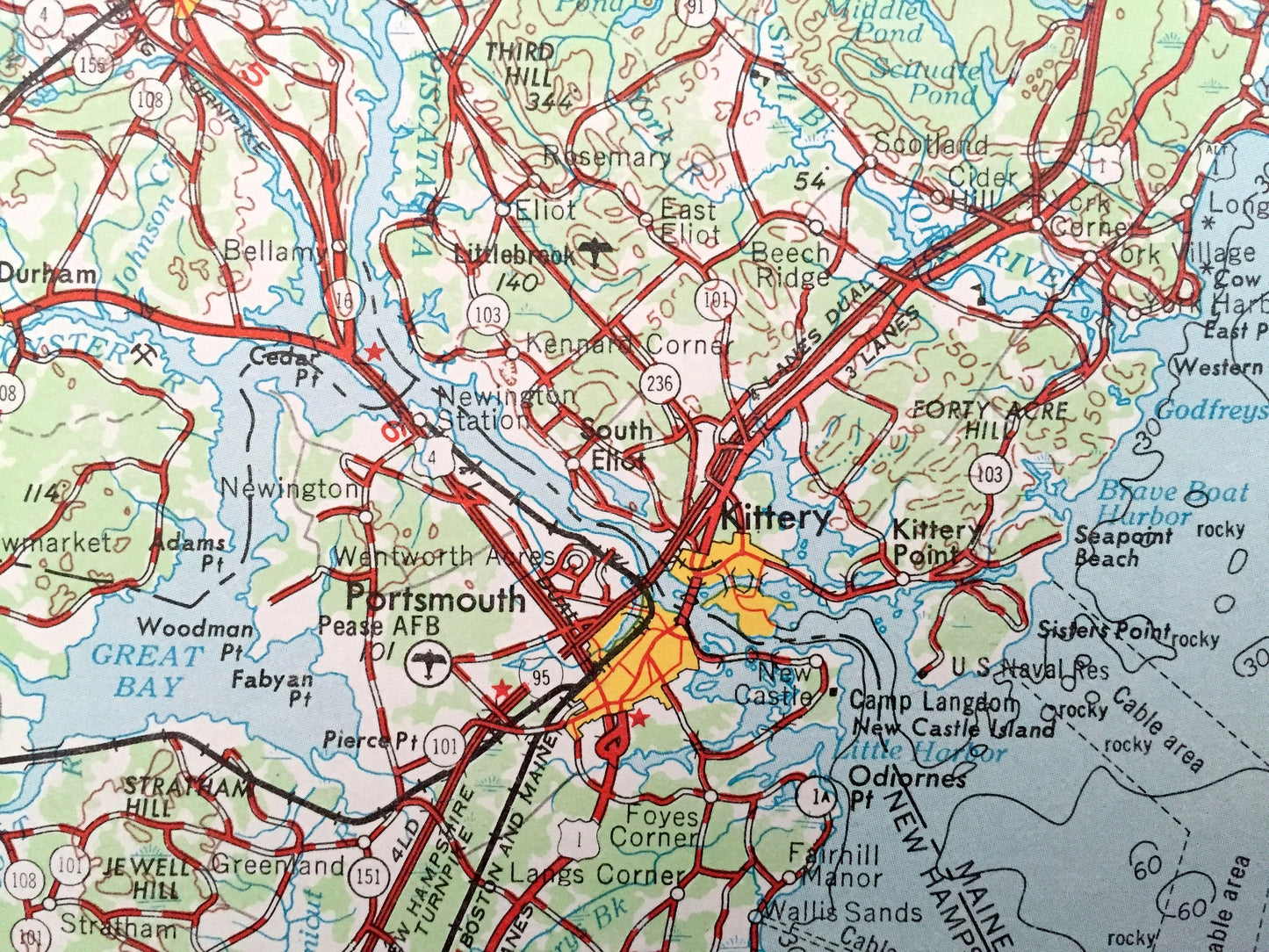 Antique Portland, Maine 1956 US Geological Survey Topographic Map – Westbrook, Sanford, Kittery, Biddeford, Saco, Yarmouth Sebago Lake ME NH