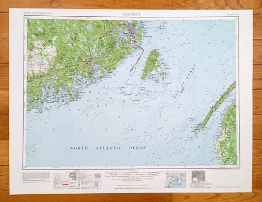 Antique Eastport, Maine 1961 US Geological Survey Topographic Map – Lubec, Machias, Jonesport, Moose Island Dennysville Washington County ME
