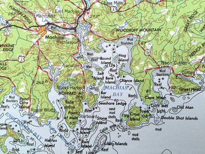 Antique Eastport, Maine 1961 US Geological Survey Topographic Map – Lubec, Machias, Jonesport, Moose Island Dennysville Washington County ME