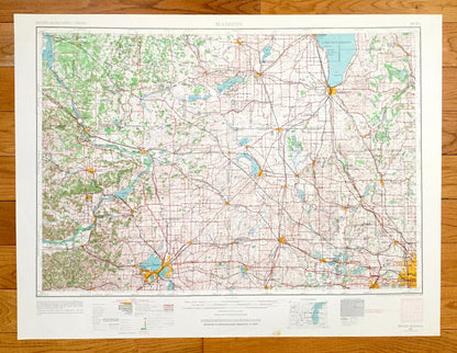 Antique Madison, Wisconsin 1957 US Geological Survey Topographic Map – Milwaukee, Wauwatosa, West Allis, Fond Du Lac, Portage, Beaver Dam WI