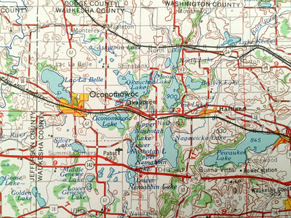 Antique Madison, Wisconsin 1957 US Geological Survey Topographic Map – Milwaukee, Wauwatosa, West Allis, Fond Du Lac, Portage, Beaver Dam WI