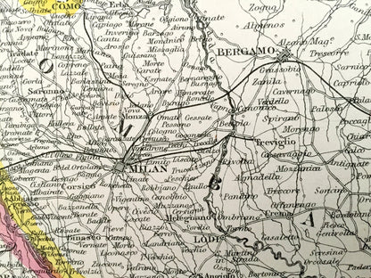 Antique 1863 Sardinia, Italy Map by Dower & Weekly Dispatch – Savoy, Piedmont, Lombardy, Parma, Modena, Genoa, Tyrol, Venice, Tuscany, Turin