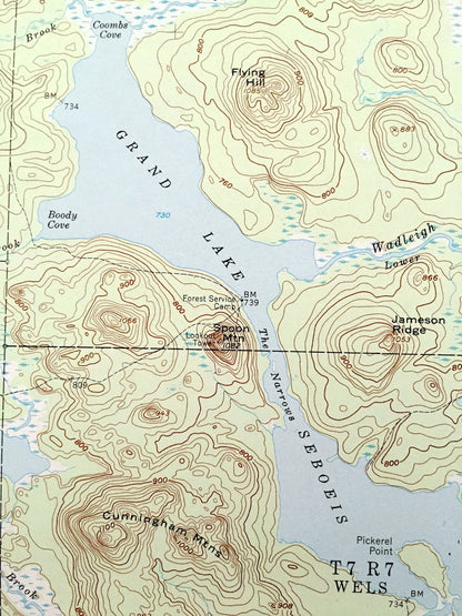 Antique Grand Lake Seboeis, Maine 1954 US Geological Survey Topographic Map – Aroostook, Penobscot County, Wadleigh, Chandler, Oxbow, ME