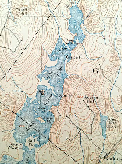 Antique Sebago Lake, Maine 1898 US Geological Survey Topographic Map – Cumberland County, Gray, Raymond, Poland, New Gloucester, Standish ME