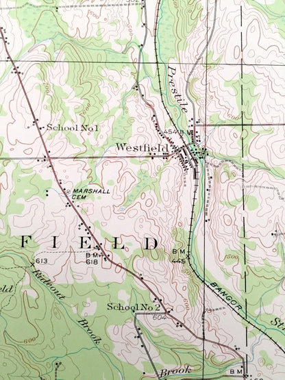 Antique Mars Hill, Maine 1951 US Geological Survey Topographic Map – Presque Isle, Fort Fairfield, Easton, Westfield, Bigrock Mountain, ME