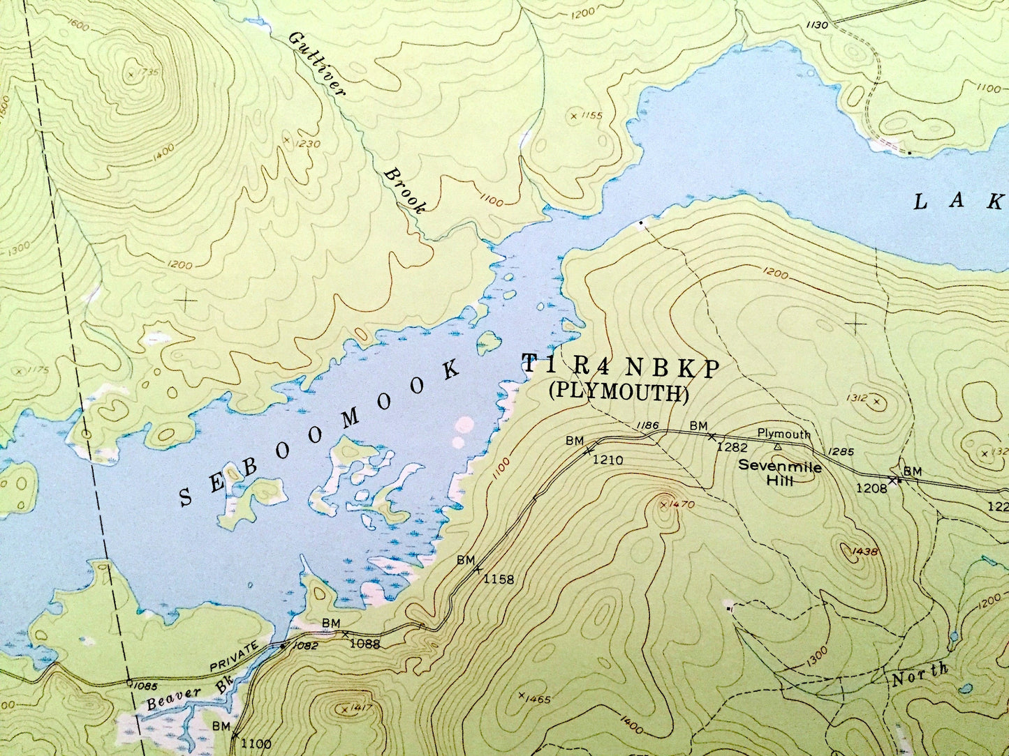 Antique Seboomook Lake, Maine 1954 US Geological Survey Topographic Map – Moosehead Lake, Piscataquis, Somerset County, Tomhegan, Pittston