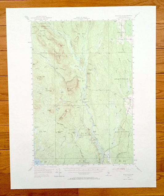 Antique Staceyville, Maine 1953 US Geological Survey Topographic Map – Penobscot County, Patten, Soldiertown, Millinocket, Hunt Mountain, ME