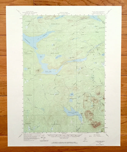 Antique Telos Lake, Maine 1957 US Geological Survey Topographic Map – Piscataquis County, Baxter State Park, Chamberlain, Nesowadnehunk