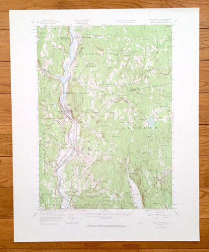 Antique Bellows Falls, Vermont & New Hampshire 1957 US Geological Survey Topographic Map – Walpole, Rockingham, Charlestown, Gilsum Surry VT