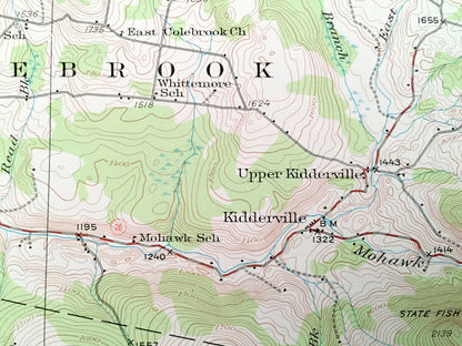 Antique Dixville Notch, New Hampshire 1930 US Geological Survey Topographic Map - Colebrook, Columbia, Stewartstown Stratford Clarksville NH
