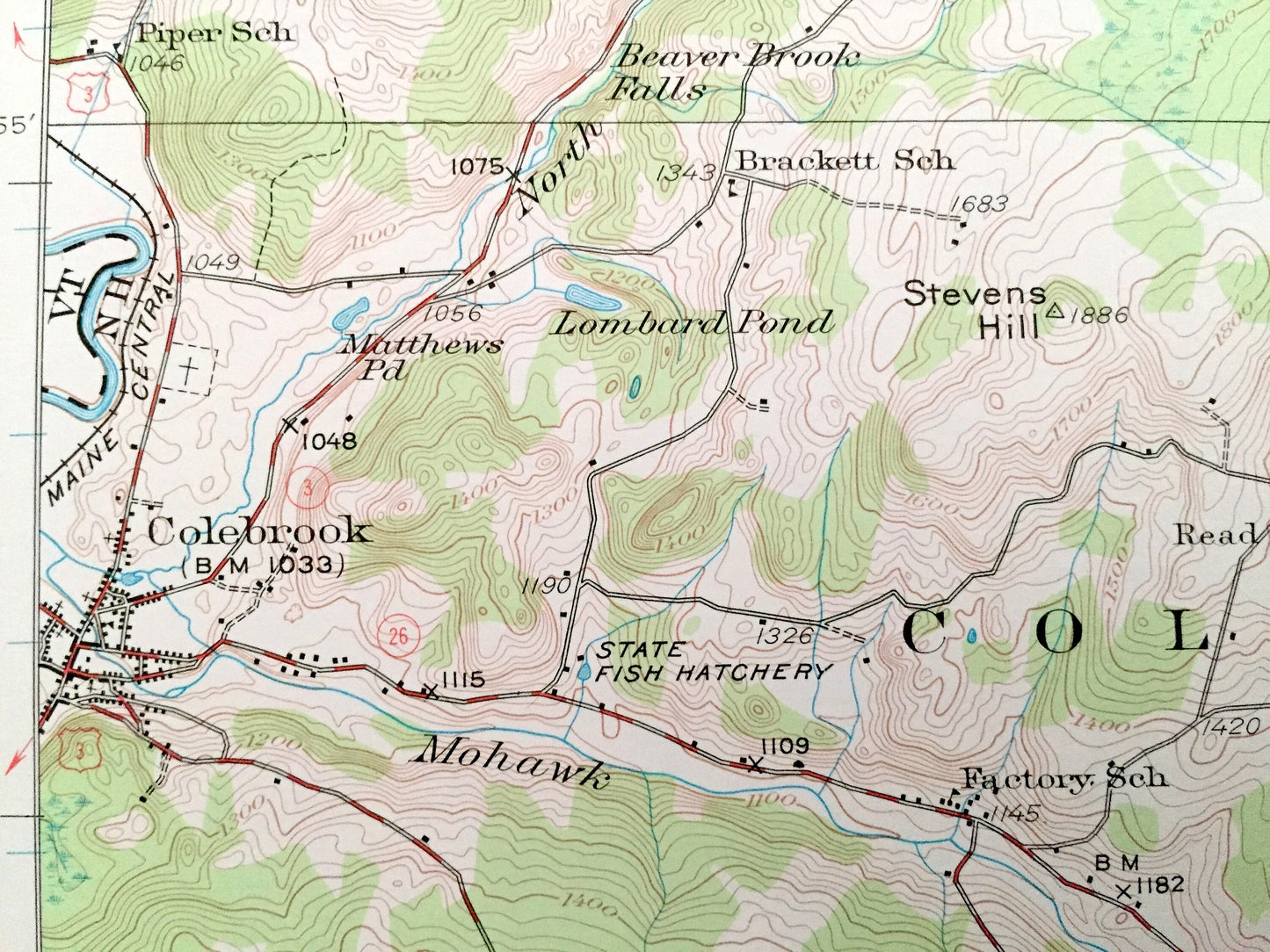 Antique Dixville Notch, New Hampshire 1930 US Geological Survey Topographic Map - Colebrook, Columbia, Stewartstown Stratford Clarksville NH