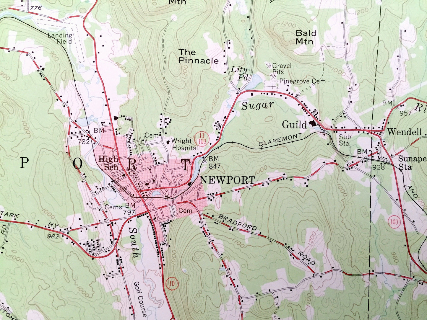 Antique Lake Sunapee, New Hampshire 1955 US Geological Survey Topographic Map – Newport, Newbury, Goshen, New London, Springfield, Croydon