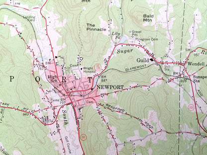 Antique Lake Sunapee, New Hampshire 1955 US Geological Survey Topographic Map – Newport, Newbury, Goshen, New London, Springfield, Croydon