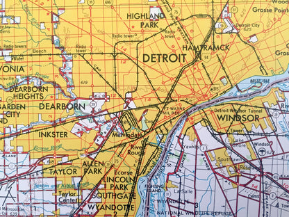 Antique Detroit, Michigan 1961 US Geological Survey Topographic Map – Ann Arbor, Lincoln Park, Grosse Pointe, Livonia, Pontiac, Flint, MI