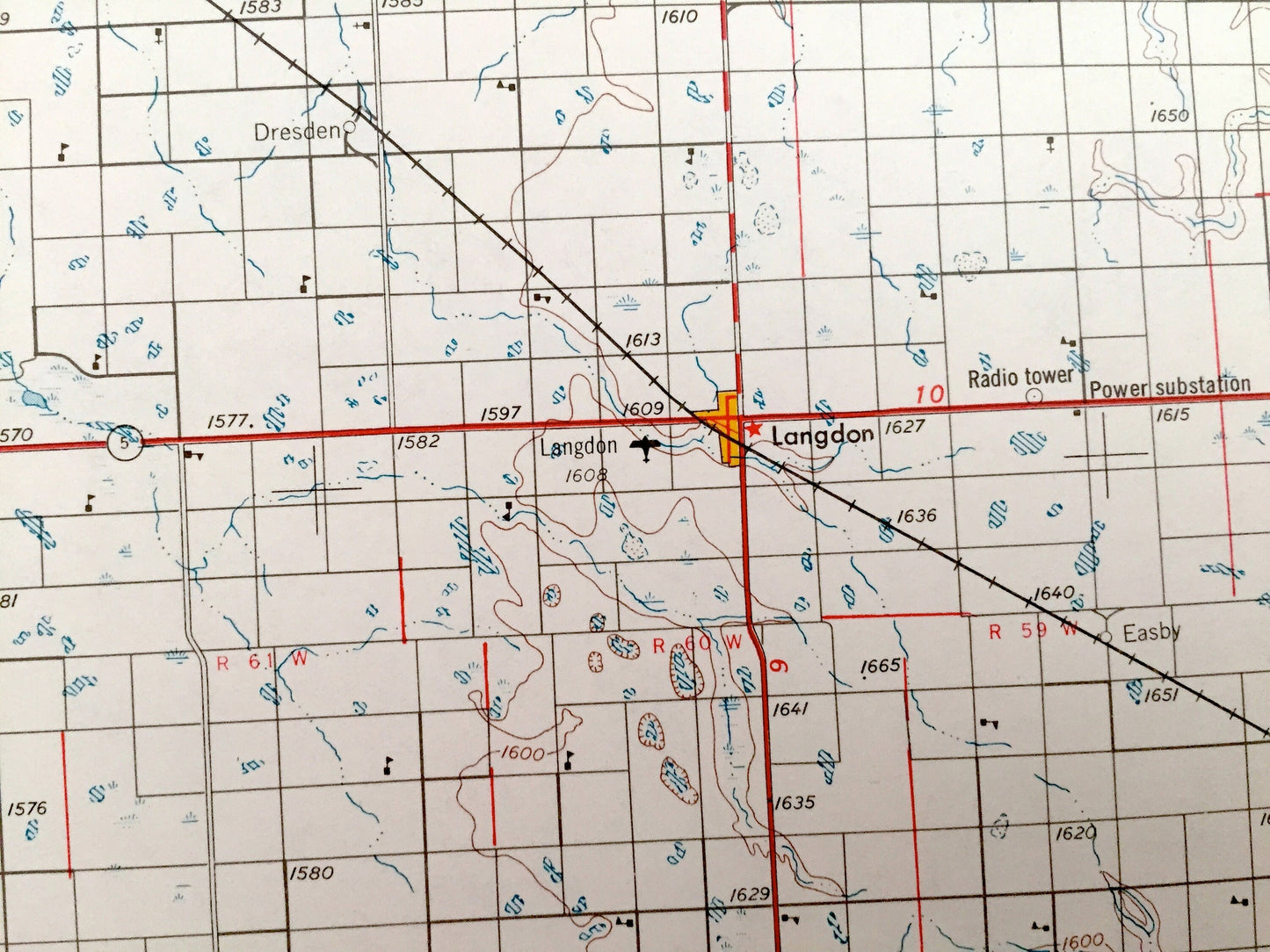 Antique Devils Lake, North Dakota 1953 US Geological Survey Topographic Map – Lakota, Cando, Rugby, Langdon, Rolla, Rolette, Bisbee, Egeland