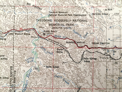 Antique Dickinson, North Dakota 1955 US Geological Survey Topographic Map – Belfield, Hebron, New England, Mott, Hettinger, Bowman, Beach