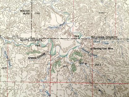 Antique Dickinson, North Dakota 1955 US Geological Survey Topographic Map – Belfield, Hebron, New England, Mott, Hettinger, Bowman, Beach