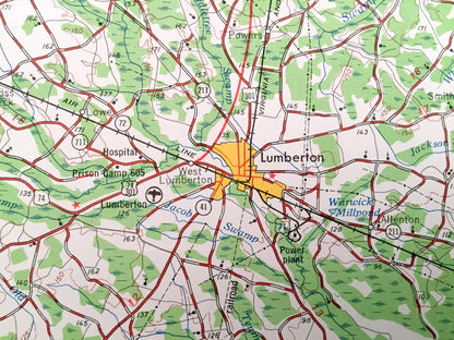 Antique Florence, South Carolina 1953 US Geological Survey Topographic Map – North Carolina, Darlington, Timmonsville, Marion, Mullins SC NC