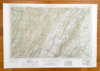 Antique Charlottesville, Virginia 1956 US Geological Survey Topographic Map – Waynesboro, Staunton, Harrisonburg, Shenandoah Luray Elkton VA