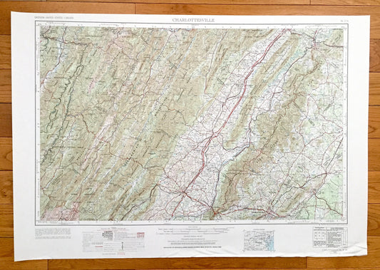 Antique Charlottesville, Virginia 1956 US Geological Survey Topographic Map – Waynesboro, Staunton, Harrisonburg, Shenandoah Luray Elkton VA