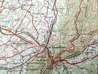 Antique Charlottesville, Virginia 1956 US Geological Survey Topographic Map – Waynesboro, Staunton, Harrisonburg, Shenandoah Luray Elkton VA