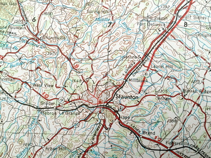 Antique Charlottesville, Virginia 1956 US Geological Survey Topographic Map – Waynesboro, Staunton, Harrisonburg, Shenandoah Luray Elkton VA