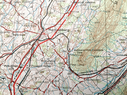 Antique Charlottesville, Virginia 1956 US Geological Survey Topographic Map – Waynesboro, Staunton, Harrisonburg, Shenandoah Luray Elkton VA