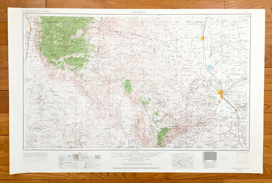 Antique Carlsbad, New Mexico 1954 US Geological Survey Topographic Map – Loving, Otis, Artesia, Lake Arthur, Hope, Alamogorde Pecos River NM