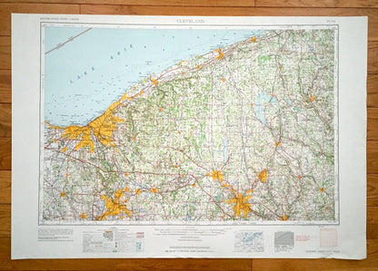 Antique Cleveland, Ohio 1962 US Geological Survey Topographic Map – Akron, Youngstown, Cuyahoga Falls, Lakewood New Castle Euclid Ontario OH