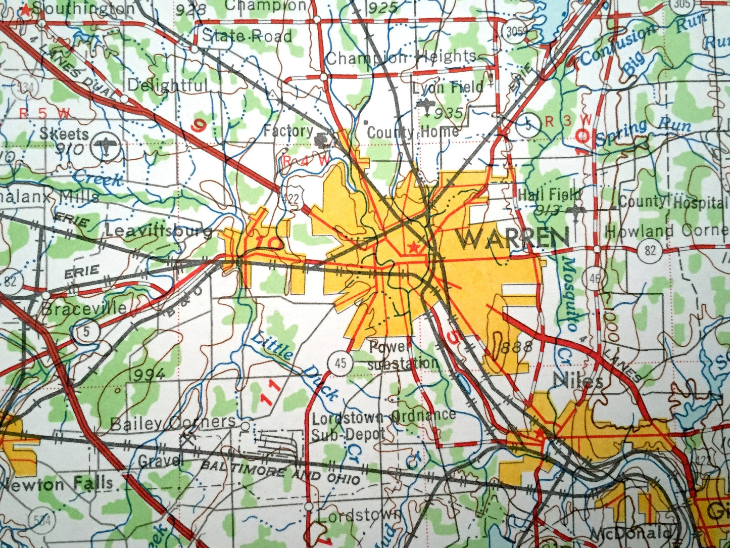 Antique Cleveland, Ohio 1962 US Geological Survey Topographic Map – Akron, Youngstown, Cuyahoga Falls, Lakewood New Castle Euclid Ontario OH