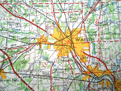 Antique Cleveland, Ohio 1962 US Geological Survey Topographic Map – Akron, Youngstown, Cuyahoga Falls, Lakewood New Castle Euclid Ontario OH