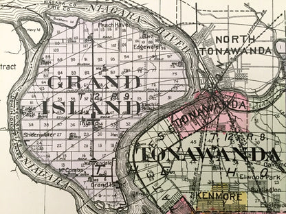 Antique Erie County, New York 1912 New Century Atlas Map – Buffalo, Cheektowaga, Seneca, Hamburg, Grand Island Aurora Evans Niagara Falls NY