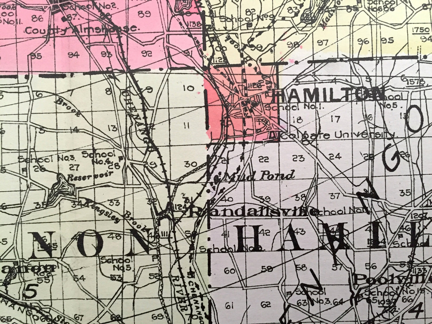 Antique Madison County, New York 1912 New Century Atlas Map – Oneida, Bridgeport, Cazenova, Chittenango, Canastota, Hamilton, Brookfield, NY