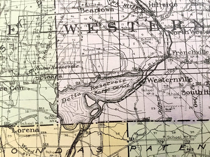 Antique Oneida County, New York 1912 New Century Atlas Map – Rome, Utica, Clinton, Camden, Boonville, Forestport, Oriskany Falls, Vienna, NY