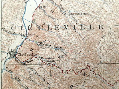 Antique Circleville, West Virginia 1924 US Geological Survey Topographic Map – Pendleton County, Mill Run, Franklin, Sugar Grove, Johnstown