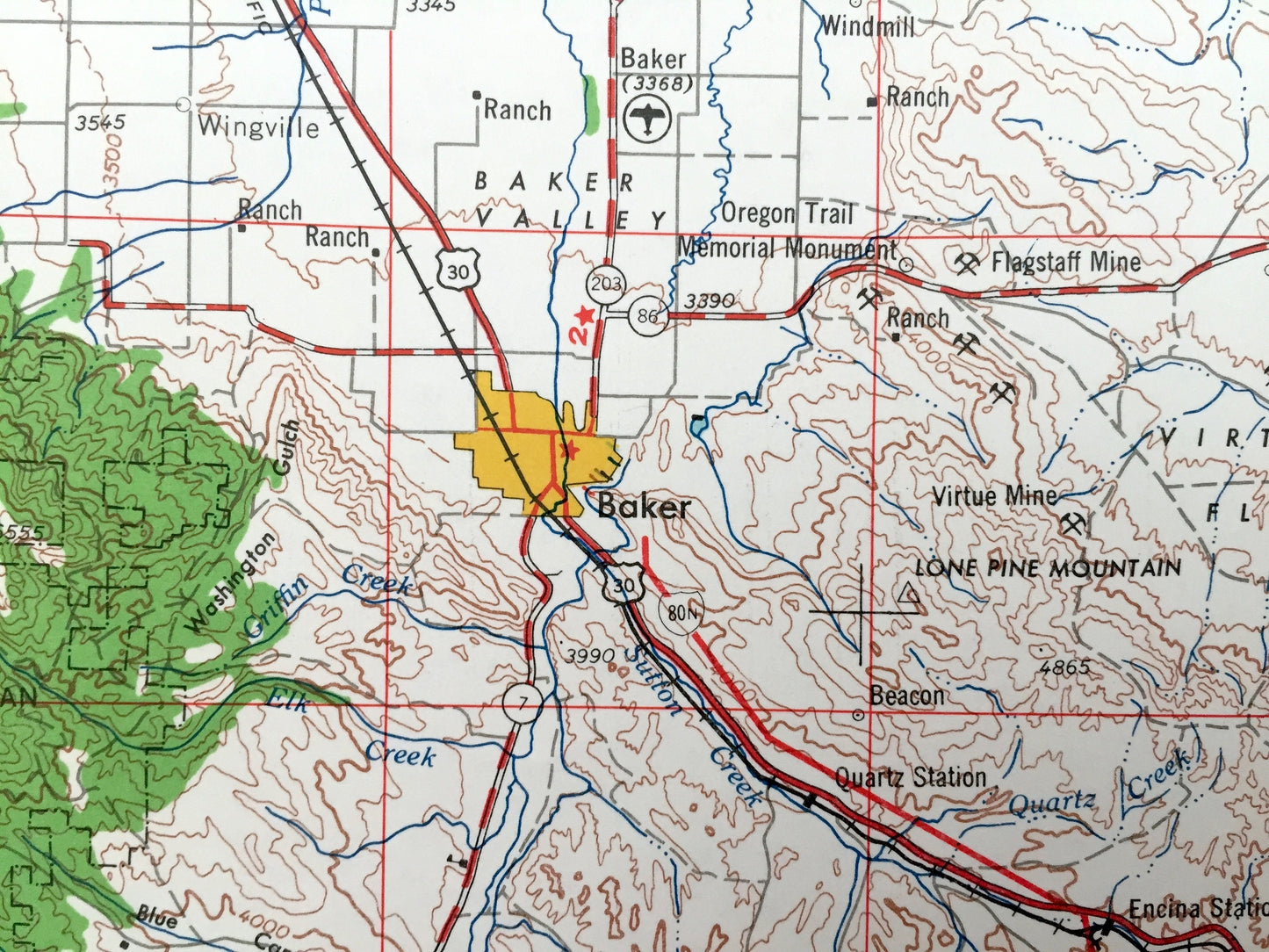 Antique Baker, Oregon 1955 US Geological Survey Topographic Map – Ontario, Wingville, Brogan, Whitman National Forest, Snake River, Idaho OR
