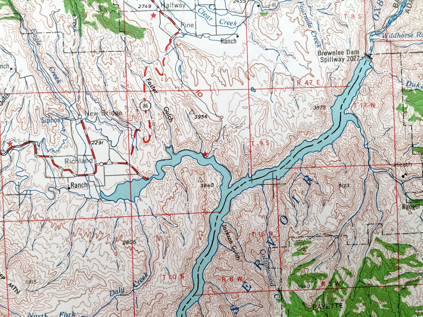 Antique Baker, Oregon 1955 US Geological Survey Topographic Map – Ontario, Wingville, Brogan, Whitman National Forest, Snake River, Idaho OR