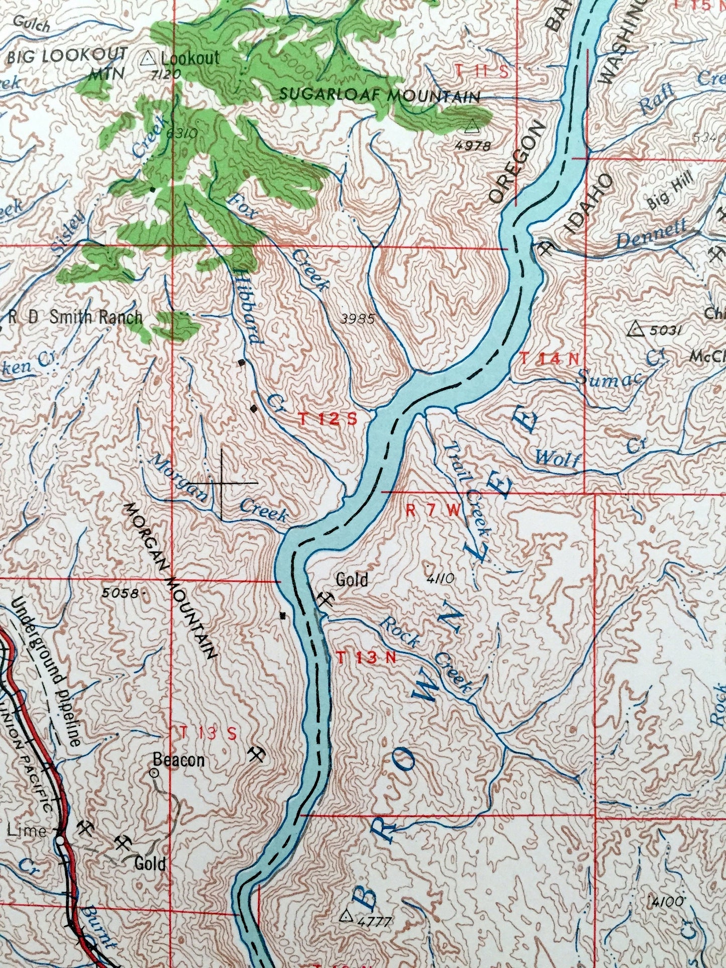 Antique Baker, Oregon 1955 US Geological Survey Topographic Map – Ontario, Wingville, Brogan, Whitman National Forest, Snake River, Idaho OR